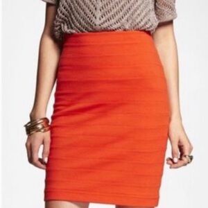 Express High Waisted Bandage Skirt EUC Orange Pencil Mini Rayon Nylon